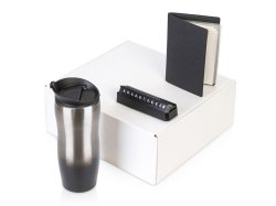 Подарочный набор  «Vice» с термокружкой, парковочной визиткой и обложкой для документов, Цвет черный