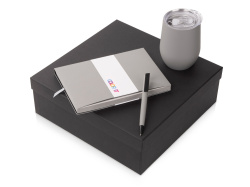 Подарочный набор «COLOR IT» c блокнотом, ручкой и термокружкой, Размер гибкая обложка, Цвет серый