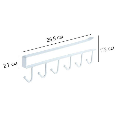 Держатель для полотенец и кухонной утвари 6 крючков подвесной для шкафов и полок LAIMA HOME, 608002