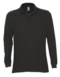 Рубашка поло мужская с длинным рукавом Star 170, черная, S–XXL