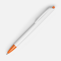 Ручка шариковая Tick, белая с оранжевым, 14х1 см