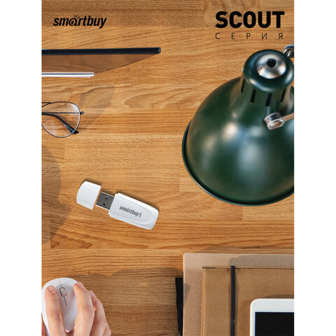 Флеш-диск 4 GB SMARTBUY Scout, USB 2.0, белый, SB004GB2SCW