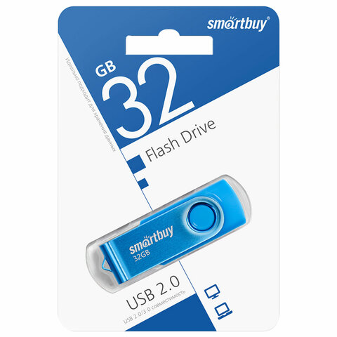 Флеш-диск 32 GB SMARTBUY Twist USB 2.0, синий, SB032GB2TWB