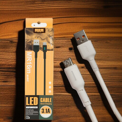 Кабель USB MRM MR16m USB-Micro, длина 1000мм, ток 3.1А, белый / LED-подсветка и быстрая зарядка