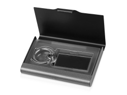 Набор «Slip»: визитница, держатель для телефона, Цвет серый/черный