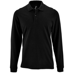 Рубашка поло мужская с длинным рукавом Perfect LSL Men, черная, S–3XL