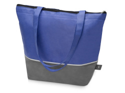 Сумка-холодильник Reviver с длинными ручками из нетканого переработанного материала RPET, Цвет синий/серый
