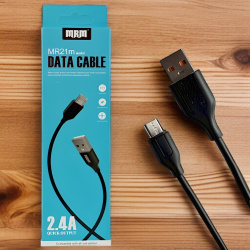 Кабель USB MRM MR21m USB-Micro, длина 1000мм, ток 2.4А, черный / Быстрая зарядка и универсальная совместимость