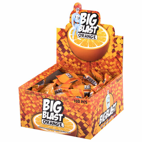 Жевательная резинка BIGBLAST со вкусом апельсина, 100 шт. по 4 г в шоу-боксе, ТУРЦИЯ, УТ-00002108