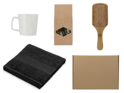 Подарочный набор для ванны с полотенцем, расческой и кружкой, Цвет черный