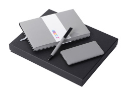 Подарочный набор «COLOR IT» c блокнотом, ручкой и повербанком, 5000 mAh, Размер гибкая обложка, Цвет серый