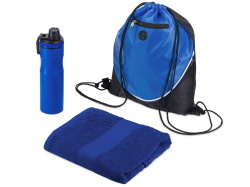 Спортивный набор со стальной бутылкой и полотенцем «Advanced», Цвет синий