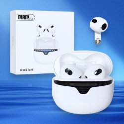 Наушники беспроводные MRM Power WS06 (mini), внутриканальные, белые / Качество звука с стильной подсветкой
