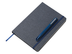Блокнот А5 «NotaBene» с металлической шариковой ручкой и подставкой для телефона, Цвет темно-синий
