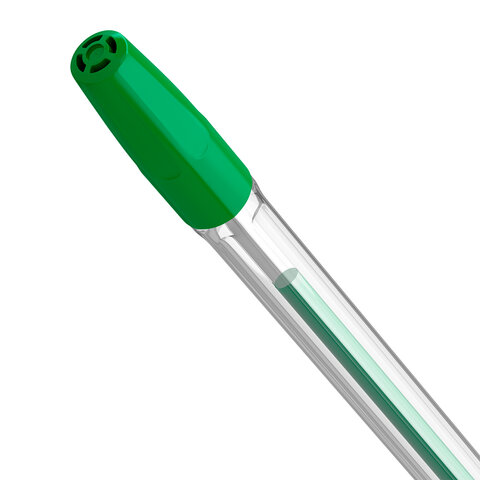 Ручка шариковая BRAUBERG "M-500 CLASSIC", ЗЕЛЕНАЯ, корпус прозрачный, узел 0,7 мм, линия письма 0,35 мм, 143447