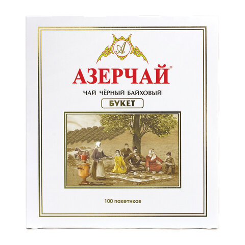 Чай АЗЕРЧАЙ "Букет" черный, 100 пакетиков по 2 г, 419831