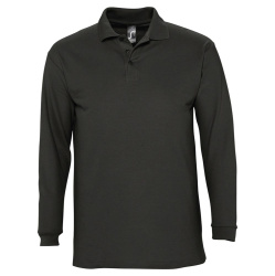 Рубашка поло мужская с длинным рукавом Winter II 210 черная, S–3XL