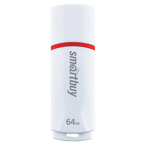 Флеш-диск 64 GB, SMARTBUY Crown, USB 2.0, белый, SB64GBCRW-W