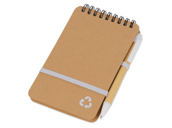 Блокнот «Masai» с шариковой ручкой, Цвет бежевый, белый