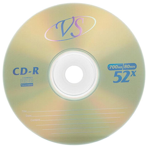 Диски CD-R VS, 700 Мб, 52x, Slim Case, КОМПЛЕКТ 5 шт., VSCDRSL501