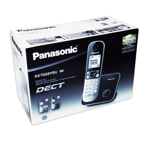 Радиотелефон PANASONIC KX-TG6811RUM, память 50 номеров, АОН, повтор, спикерфон, полифония, 10-100 м, серый