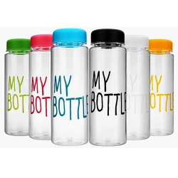 Цветные пластиковые бутылки My Bottle + Чехол! Цвета MIX