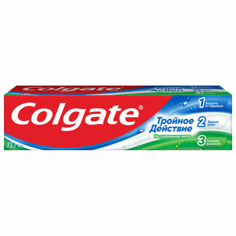 Зубная паста 50 мл COLGATE "Натуральная мята", тройное действие, с фторидом, 7891024128954