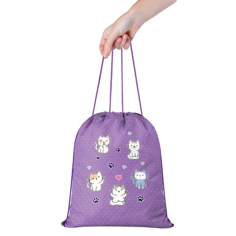 Мешок для обуви BRAUBERG KIDS, с петлей, 42х34 см, "Playing kittens", 272413