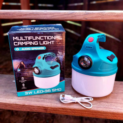 Кемпинговый фонарь-лампа с встроенной Bluethooth колонкой 3W LED + 36SMD Multifunctional camping light XQ-Y08 (зарядка USB, 4 режима работы) продажа и отгрузка коробками кор/60шт