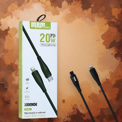 Кабель USB MRM PD91L USB Type-C-L, длина 1000мм, ток 3.1А, мощность 20Вт, черный / Прочный и гибкий для надежной зарядки