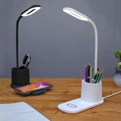 Настольная лампа с беспроводной зарядкой Tenza / Настольная лампа Tenza с беспроводной зарядкой и держателем для ручек