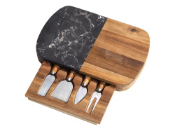 Набор для сыра в подарочной коробке из акации и мрамора «Date», Цвет натуральный