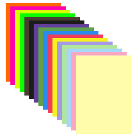 Картон цветной А4 ТОНИРОВАННЫЙ В МАССЕ, 48 листов 16 цветов (+ неон), склейка, 180 г/м2, BRAUBERG, 113507