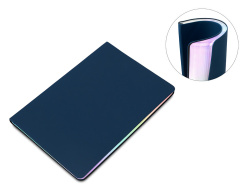 Блокнот А5 в гибкой обложке «Fellini» с голографическим срезом, Цвет темно-синий