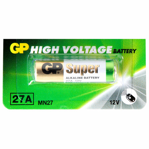 Батарейка GP High Voltage, 27 A, алкалиновая, для сигнализаций, 1 шт., в блистере (отрывной блок), 27AFRA-2C5