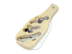 Набор аксессуаров для вина со стеклянной крышкой «Pinotage», Цвет натуральный, серебристый/черный