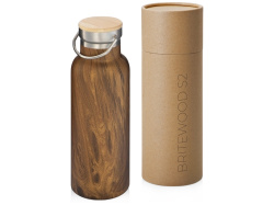 Вакуумный термос «Britewood S2», 500 мл, бамбуковая крышка, крафтовый тубус, Цвет дерево