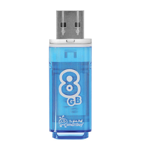 Флеш-диск 8 GB, SMARTBUY Glossy, USB 2.0, синий, SB8GBGS-B