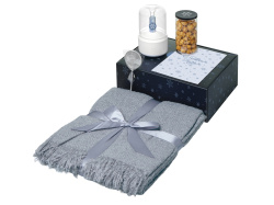 Подарочный набор «Re:Snug» с пледом, увлажнителем и попкорном, Цвет серый