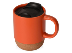 Кружка с пробковым дном и крышкой «Denpasar», Цвет оранжевый матовый