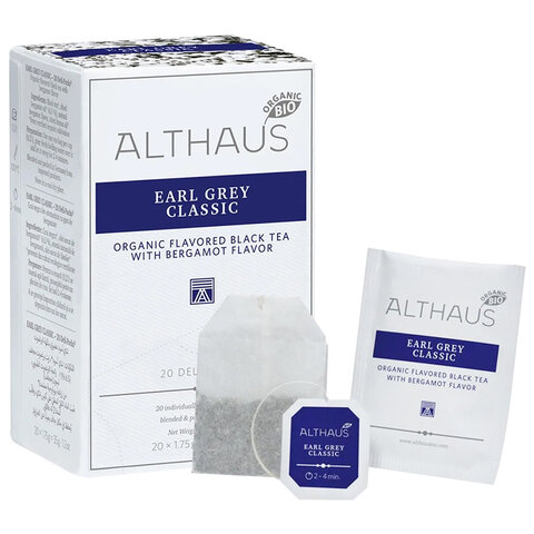 Чай ALTHAUS "Earl Grey Classic" черный, 20 пакетиков в конвертах по 1,75 г, ГЕРМАНИЯ, TALTHB-DP0031