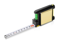 Рулетка на 2 м с уровнем и блоком для записей «Nerd», Цвет черный, желтый