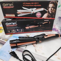 NEW  Стайлер для волос 3 в 1 (гофре, плойка, выпрямитель - утюжок) GEMEI GM-2979 с LCD дисплеем Черн