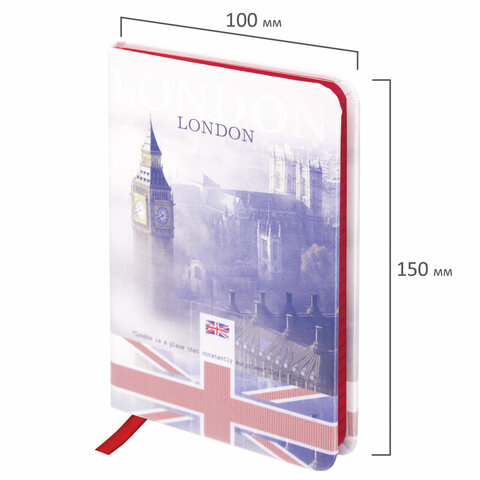 Блокнот МАЛЫЙ ФОРМАТ (100х150 мм) А6, BRAUBERG VISTA "London", под кожу, твердый, 80 л., 112092