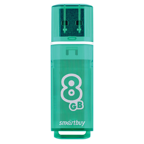 Флеш-диск 8 GB, SMARTBUY Glossy, USB 2.0, зеленый, SB8GBGS-G
