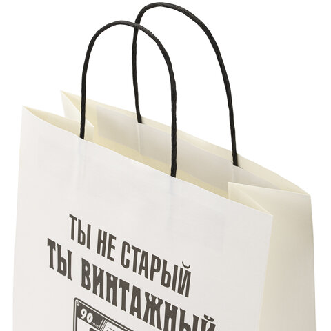 Пакет подарочный (1 штука) 26х13х32 см (L) "Винтажный", крафт, ЗОЛОТАЯ СКАЗКА, 700854