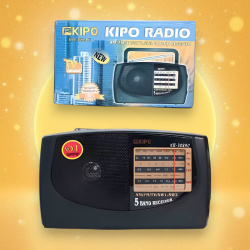 Радиоприемник KIPO KB-308AC, 5 диапазонов (AM, FM, TV, SW1, SW2), портативный, 20,2 x 12,5 см, черный / Качество звука и универсальность в одном устройстве
