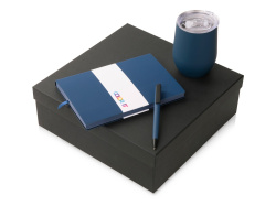 Подарочный набор «COLOR IT» c блокнотом, ручкой и термокружкой, Размер гибкая обложка, Цвет темно-синий