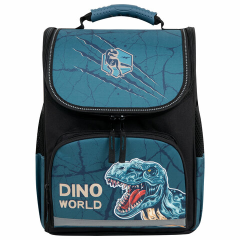 Ранец ПИФАГОР BASIC, 1 отделение, 3 кармана, эргономичная спинка, "Dino world", 35х28х18 см, 272046