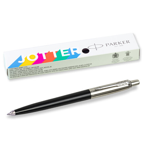 Ручка шариковая PARKER "Jotter Plastic CT", корпус черный, ежедневник А5 черный, белый срез, пакет, 880895